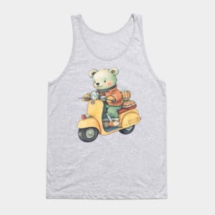 A cute teddy bear riding scooter bike Tank Top